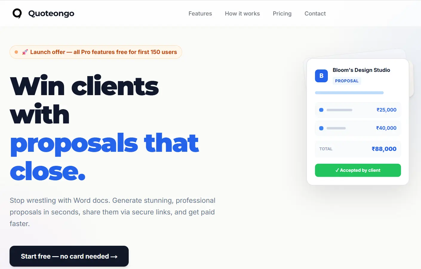 Quoteongo dashboard interface