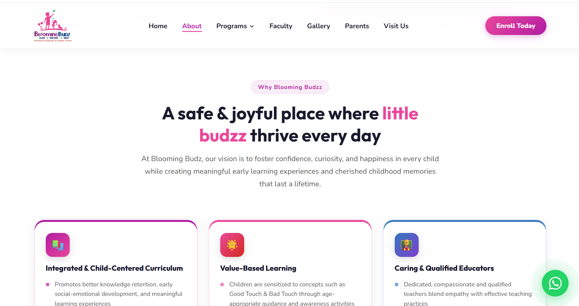 Blooming Budz Preschool website